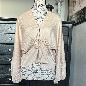 NWT Elegant Cream Pleated Blouse by Bohme